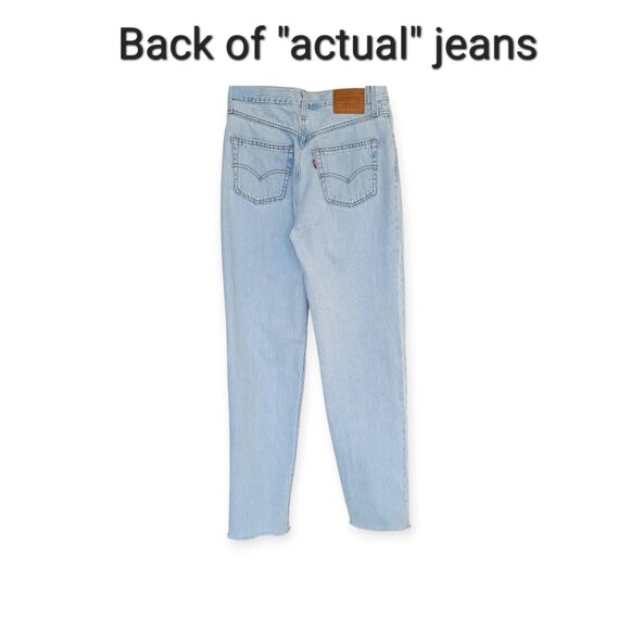 Levis Premium 80s Mom Jeans Light Wash High Rise Tapered Raw Hem Size 26 - Picture 4 of 16